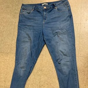 Medium wash denim blue jeans